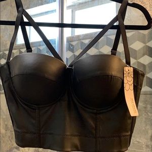 Faux Leather Black Bralette Fetish Lingerie